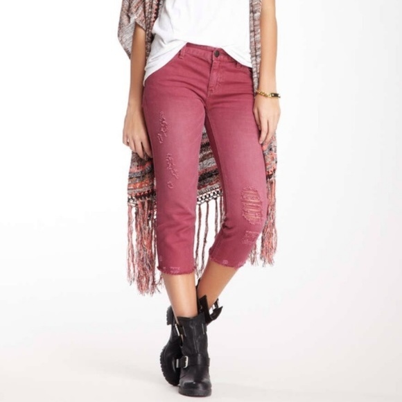 Free People destroyed crop denim - Picture 1 of 3
